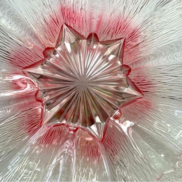 Vintage Textured Clear Red Ombré Hexagram Beveled Starburst Center Decor Dish - Picture 11 of 15